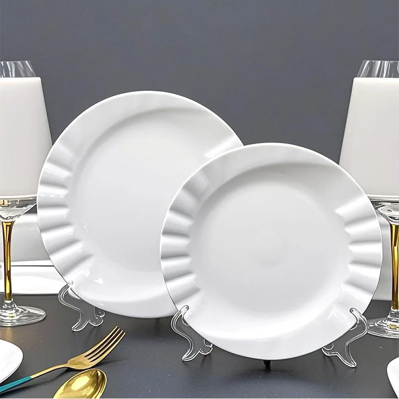 Piring makan diameter 20 & 25 cm unik / Piring Jari Embos hotelware putih SB-9, gambar 4