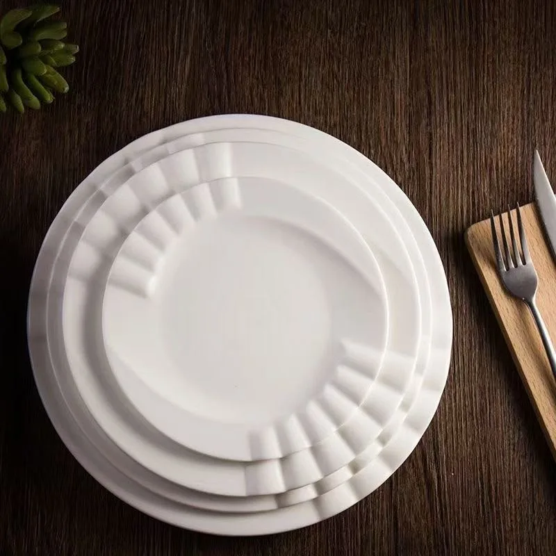 Piring makan diameter 20 & 25 cm unik / Piring Jari Embos hotelware putih SB-9, gambar 5