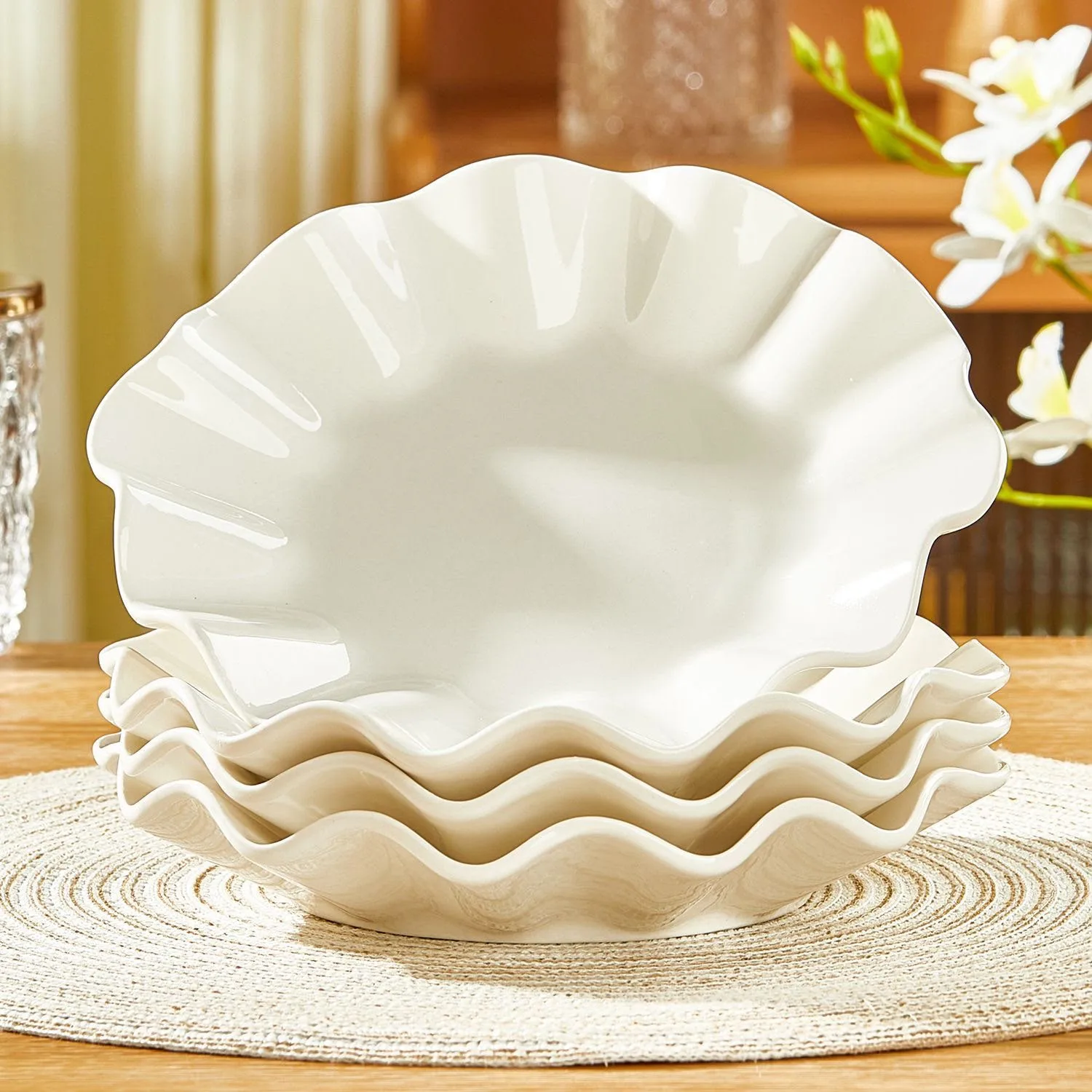 Piring gelombang keramik premium / piring saji keramik tebal hotelware SB-7, gambar 3