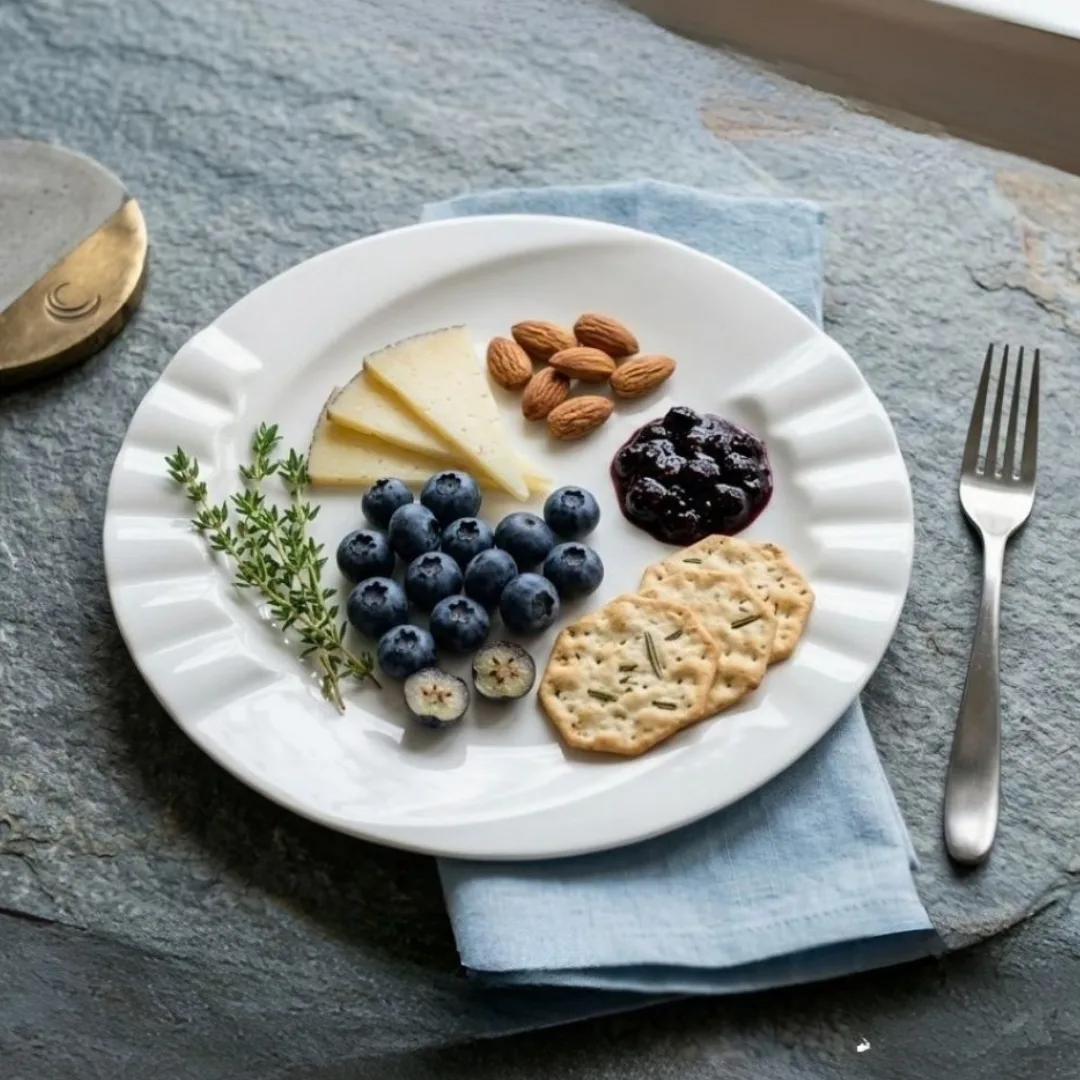 Piring makan diameter 20 & 25 cm unik / Piring Jari Embos hotelware putih SB-9, gambar 1