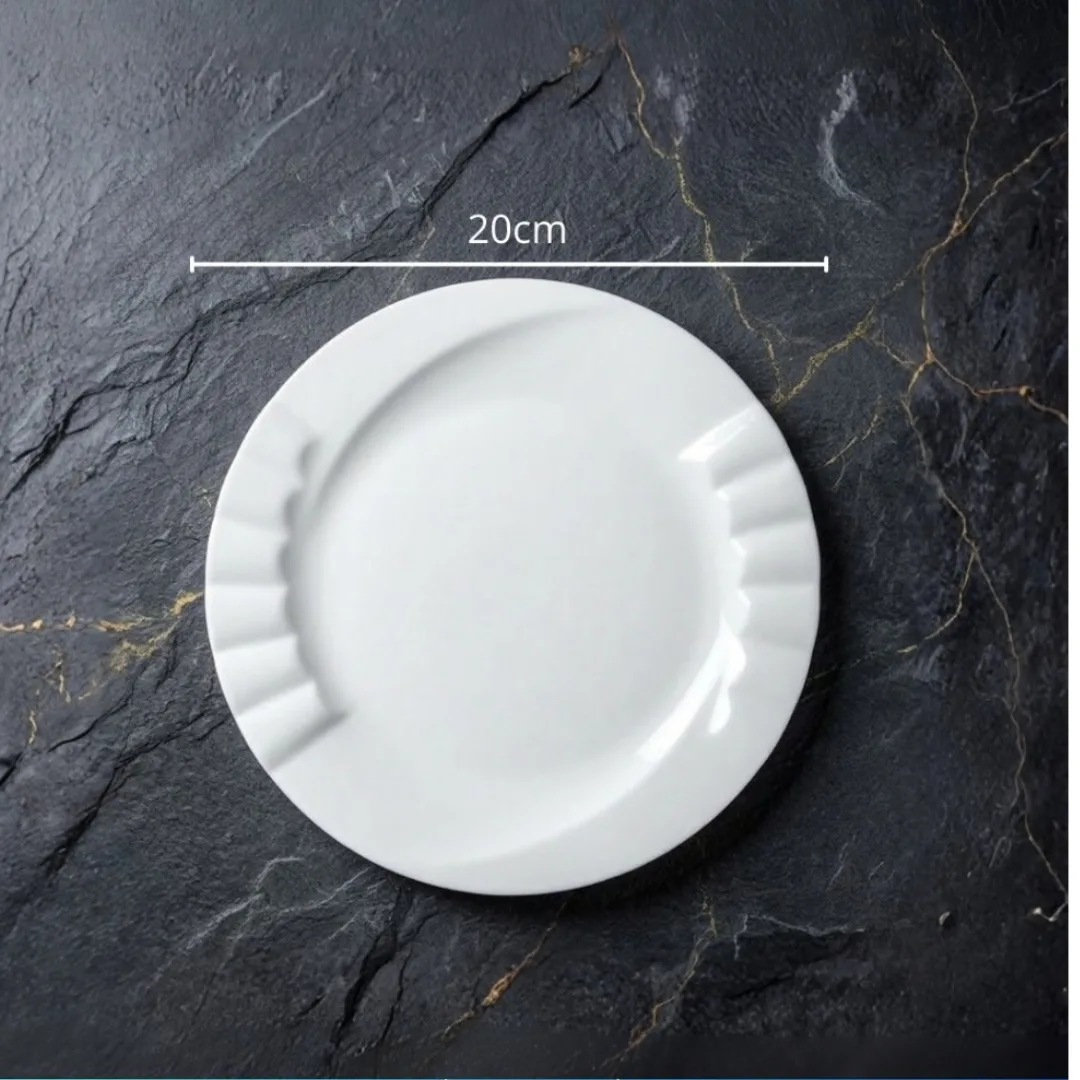 Piring makan diameter 20 & 25 cm unik / Piring Jari Embos hotelware putih SB-9, gambar 6